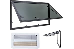 autozen 900x500mm Ausstellfenster Camper, Wohnmobilfenster Seitenfenster mit integriertem Rollo & Fliegengitter, RV Push Fenster für Van, Camper & Wohnwagen Fenster