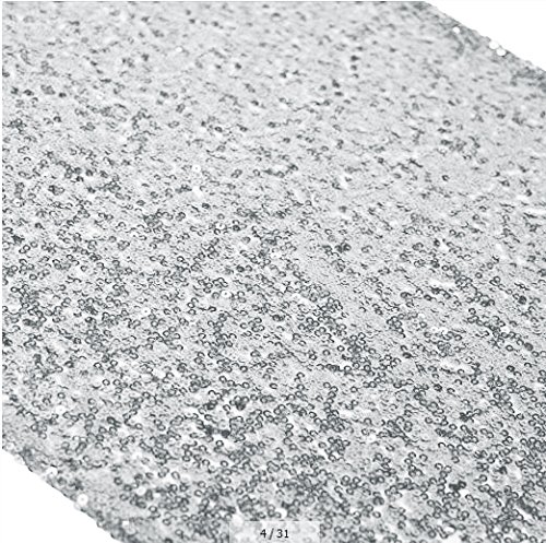 ShinyBeauty Pailletten Tischläufer-30x180cm-Silber