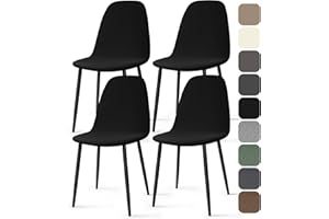 BALLADHOME Housse de Chaise Scandinave 4 Pieces Universel Housses Chaise de Salle à Manger Lavable Extensible Couverture de Chaise Housse Chaise pour Décoration Salon Cuisine Hôtel (Noir, 4 Pieces)-KC