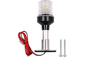 ANCLLO Stern Light 6 inch Anchor Light All Around LED Fixed Mount Navigation Light With Stainless Steel Base and Aluminum Tube LED Waterproof Boat Navigation Lights