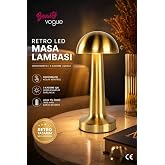 Mantar Lamba, 3 kademeli Işık, USB şarjlı, Şarjlı Dokunmatik LED Lamba, Kablosuz Gece Lambası, Gold masa lambası, mantar mode