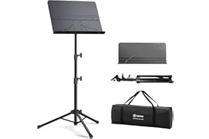Vekkia Sheet Music Stand-Professional Portable Music Stand with Carrying Bag,Folding Adjustable Music Holder,Super Sturdy suitable for Instrumental Performance & Band & Travel