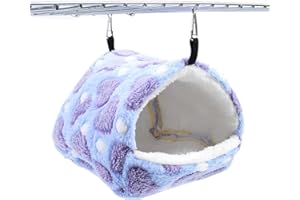 Baogao Hamaca de felpa para loros, hamaca de felpa para pájaros, jaula para dormir con 2 ganchos, accesorio para jaula de cama de animales para agapornís, cacatúas, ardillas