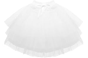 IEFIEL Jupon pour Enfant Fille Jupe sous Robe de Cérémonie Princesse sans Cerceaux en Tulle Jupon Crinoline 3 Couches Taille élastique Cordon de Serrage