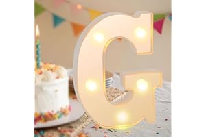 SRVILLG Light Up Letters, Glitter LED Letter Light, LED Alphabet Lights, Warm White 16cm Light Up Alphabet Sign, Gifts for Girls Women Party Birthday Decorations Night Light Christmas Valentine (Letter-G)