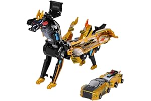 NPLSEO Magnetic Dragon Transforming Car Robot Toys, 2 In 1 Collision Transforming Dinosaur Car Toy, Transformation Cars with Crash and Transform Feature Party, Cars Toy For Boys Girls Birthday Gift (C)