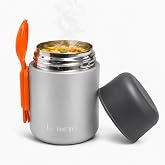 Le Murano 500 ml Yemek Termosu, 304 &Ccedil;elik, Sporklu ve Geniş Ağızlı (Gri) | 15 x 9 cm Kompakt G&ouml;vde, 7,5 cm Ağız A&ccedil;ıklığı, Oku