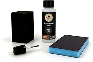 SOFOLK DEPUIS 1989 Sofolk - Kit Retouche Peinture Cuir/Similicuir - Teinture pour Volant de Voiture, Siège Auto, Canapé, Chaussure et Vêtements - Cuir Abimé, Rayé, Griffré, Décoloré (60ml - NOIR)