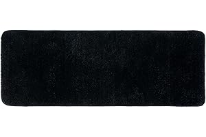 MIULEE Tapis Salle de Bain Tapis d'Entrée Tapis de Douche Antidérapant Tabis Absorbant Tapis Moelleux Microfibre WC Toilette Baignoire Sortie Cuisine Salon Chambre Noir 45x120cm