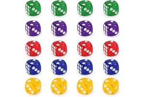 KSJEHW 20 Pezzi Dadi 14mm Dadi da Gioco 6 Facce per Tenzi Farkle Giochi da Tavolo, 5 Colori