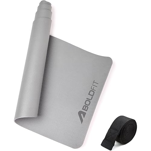 Boldfit Yoga Mats For Women Yoga Mat For Men Exercise Mat For Home Gym Mat Anti Slip YogaMate 5mm Workout Mat YogaMat For Kids Yoga Mate Gym Mats - Grey, Ethylene Vinyl Acetate