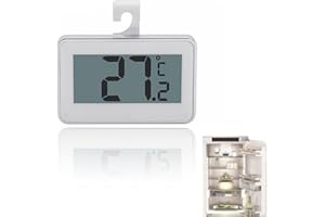 MEETTIKEY Digitales Kühlschrankthermometer, Thermometer kühlschrank mit LCD-Display und Frostalarm Haken für Drinnen, Draußen, Zuhause, Restaurants, Bars, Cafés (Weiß)
