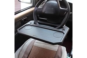 Huaxiangoh Mesa de Coche,Bandeja del Volante del automóvil,Soporte de la computadora del Coche,portavasos de Coche, Escritorio multifunción para el Volante del Coche