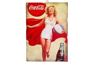 KUSTOM ART Tableau style vintage série Old Publicité Coca Cola Pin-Up Girl Impression sur bois 25 x 18 cm.