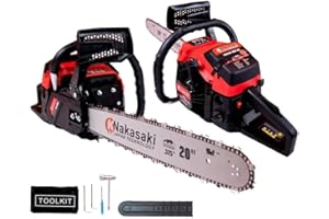 HOLZTECH Motosierra Gasolina Knakasaki 78cc | Potente Motor, Espada 20 Pulgadas, Alta Durabilidad, Corte Preciso, Kit Completo de Montaje