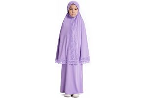 Generisk bönklänning för flickor, tvådelad med huvudduk, Abaya, muslimska Namaz, kläder, Khimar, set A2