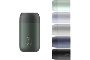 Chilly's Series 2 Coffee Cup - Tight Seal, No Sweating - BPA-Free Stainless Steel - Reusable - Double Walled, Vacuum Insulated - Pine Green, 340ml