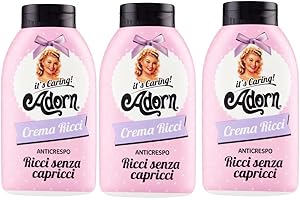 MENDOSA Adorn Crema Ricci Anticrespo, Set di 3 Flaconi da 200 ml, Trattamento Capelli Lisciante