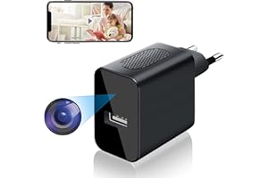 Igzyz Mini Cámara Espía WiFi USB, 4K/1080P, con Alarma de Detección de Movimiento, Cámara de Vigilancia Oculta Compatible con Android e iOS