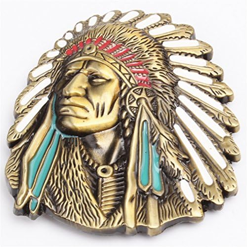 Old West Indian Warrior Chief Belt Buckle Cowboy Replacement Belt Buckle for Men by Balabalam