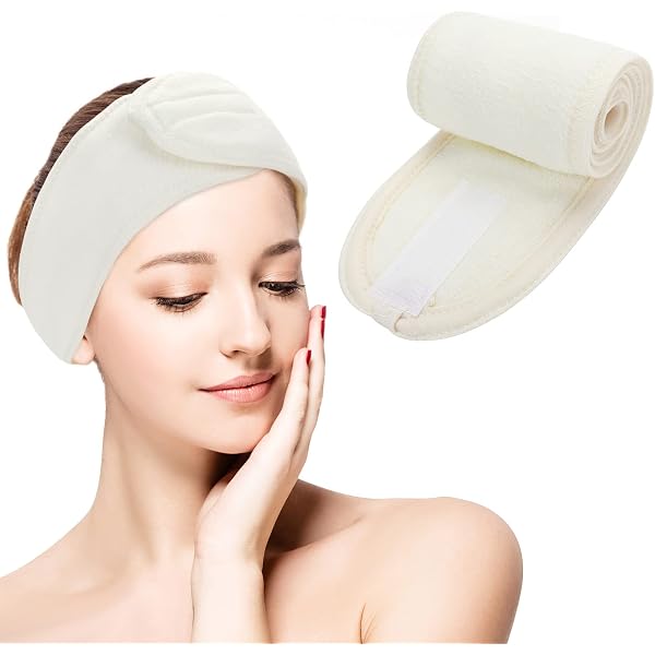 3 Stück Verstellbare Frottee-Stirnbänder – Für Gesichtswäsche, Make-up, Yoga, Selbstklebend, Schwarz/weiß/grau