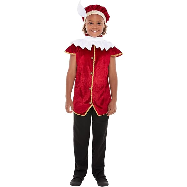Fancy Me Jungen Mittelalter-Kostüm – 5-teiliges Set In Rot, Größen 4-14 Jahre, Tudor König Outfit Für Karneval & Weihnachten
