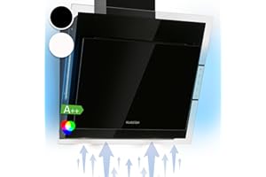 Klarstein Hotte Aspirante 60cm, Hottes de Cuisine Inclinées, Filtre de Hotte en Aluminium, Débit d'Air Puissant 601m³/h, LED, Ecran Tactile, Extracteur d'Air Silencieux, Hotte Efficace avec Evacuation