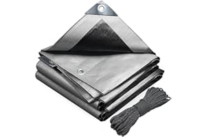 VOUNOT® 3 x 5 m Tarpaulin 180 g/m² Waterproof Truck Tarpaulin with Eyelets, Protective Tarpaulin Fabric Tarpaulin for Garden Furniture Wood Trampoline Poll Car, Tear-Resistant Coated on Both Sides