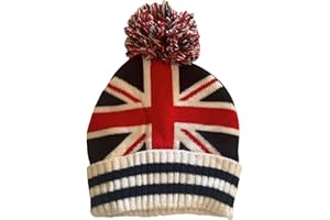MAKIO Berretto a maglia invernale con bandiera americana e bandiera del Regno Unito – Berretto uomo e donna caldo con pompon – Beanie – modello USA e UK