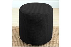 AQIGR Round Ottoman Cover, Soft Stretch Pouffe Cover Dustproof Removable Washable Round Ottoman Slipcovers Suitable for Living Room (Color : #18)