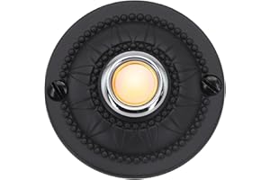 ELCHUIABY Timbre de hierro iluminado con LED, impermeable, diseño redondo clásico para puerta delantera, entrada, reemplazo con cable