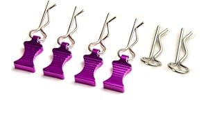 MOHERO Metal RC Body Clips Pins with Pull Tabs for 1/10 Axial SCX10 RC Model Crawler Car Pack of 6 (Purple)