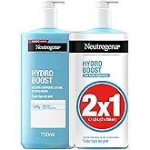 Neutrogena Hydro Boost Loción en Gel Ultraligera (Pack de 2 x 750 ml), crema hidratante corporal refrescante con Glicerina y 