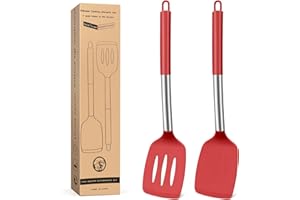 KAWAOLOGY Juego de espátulas de silicona, utensilios de cocina de silicona de grado alimenticio, resistentes al calor para cocinar, hornear y voltear, aptos para lavavajillas, con un núcleo resistente