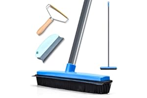 PCVANLEY Kit de râteau à tapis pour enlever les poils d'animaux domestiques, brosse à long manche réglable de 120 cm avec 2 épilateurs à main pour animaux domestiques, convient pour les tapis