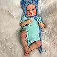 49cm Lifelike Reborn Dolls Full Body Vinyl Silicone with Short Hair, Beautiful Realistic Newborn Baby Boy Doll with Feeding Toy for Kids Birthday.