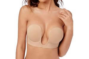 Stycizom Reggiseno Invisibile, Senza Spalline Reggiseno, Push Up Copricapezzoli Reggiseno, Riutilizzabile Traspirante per Ragazze Signore, Nastro per Abito Cerimonia Donna