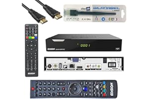 Edison Piccollo S2+T2/C Full HD Satelliten-Kabel-Receiver FTA HDTV DVB-S2/C/T2 (HDMI, AV, USB 2.0,Display,CA,CI,LAN) inkl. Wlanabel u. 2ter Fav Fernbedienung u. HDMI Kabel