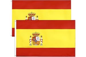 SOUTH AREA Pack 2 Banderas de España Premium 150 x 90 cm Grande - Bandera Seleccion Española - Ultra Resistente - 2 Ojales - Bandera para exterior