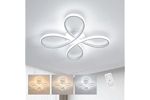 Comely Plafoniera Moderna Dimmerabile, 40W 4500LM Plafoniera LED con Telecomando, Lampadario LED Soffitto 3000K-6500K per Soggiorno, Camera da Letto, Cucina, Corridoio, Balcone, Bianca 40cm