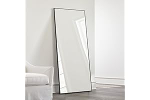 Poshions Ganzkörperspiegel Standspiegel 150 * 40cm Spiegel Groß Wandspiegel Ganzkörperspiegel Standspiegel Schwarz Aluminiumrahmen Für Wohnzimmer Schlafzimmer Wandspiegel Groß