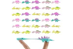Toivize 30 Stück Schleuder Dinosaurier Spielzeug, Slingshot Dinosaur Finger Toys Elastischer Fliegender Finger Dinosaurier Dinosaurier Spielzeug Zufällige Farbe (30PCS)