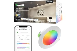 Nanoleaf Matter reflektor do zabudowy RGBCW LED, 1 inteligentna i ściemniana żarówka, 550 lumenów, wycięcie 75-85 mm, aplikacja Wi-Fi Bluetooth / sterowanie głosem (współpracuje z Alexa, Apple