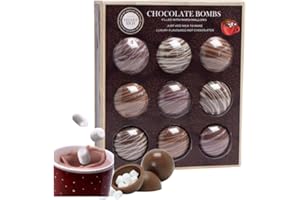 ICMINDS GIFTS Lot de 9 bombes de chocolat chaud avec guimauve, station de chocolat chaud pour enfants avec décorations guimauve, kit de bombes de chocolat chaud avec caramel salé et plus encore