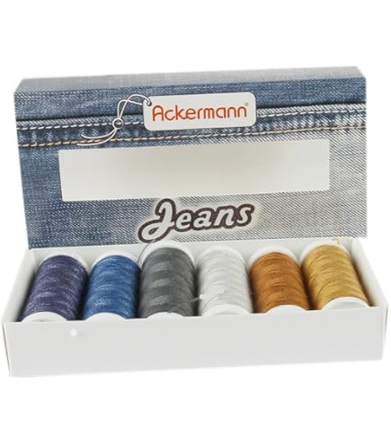 Fil à Coudre Jean Extra Fort Lialina - Lot De 2 Bobines 150m N°36 - Certifié Oeko-Tex - 6 Couleurs Disponibles - 9