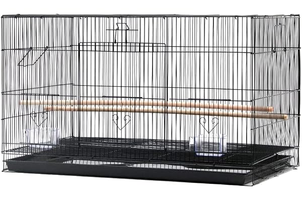 MUL-BOUTIQUE Voliere Oiseaux Exterieur Cage Oiseau,Cage pour Canari,Cage Perroquet,Livré avec 2 Mangeoires pour Perches,Châssis Moulé par Injection avec Tiroir