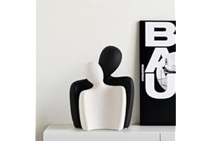 CESTATIVO Statua in Ceramica per la Decorazione Della Casa, Abbracciando Coppia Figurina per la Decorazione Della Tavola, Scultura Romantiche Moderne per il Soggiorno Camera da Letto Decor Ufficio (Bianco Nero)