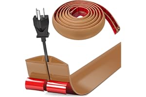 BOCGUY Floor Cable Cover Protector, Floor Cord Covers Channel, 3cm X 3.0m Self-Adhesive Wire Cover for Cables, Outdoor Cable Protector, Assembly for All Power Cords, Home, School, Warehouse (Light Brown)