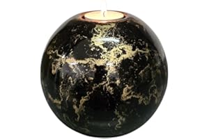 TERROSO Urne funéraire avec bougeoir en Verre – 500 ML | pour Cendres de Chien, Chat ou être Cher – Noir/doré