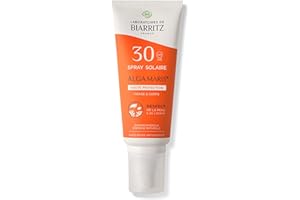 LABORATOIRE DE BIARRITZ Laboratoires de Biarritz - Crème Solaire en Spray - SPF30 - ALGA MARIS® Certifiée Bio - Visage et Corps - Pour Adulte - Texture Fluide et Légère Sans Traces Blanches - 100 ml - Fabriqué en France